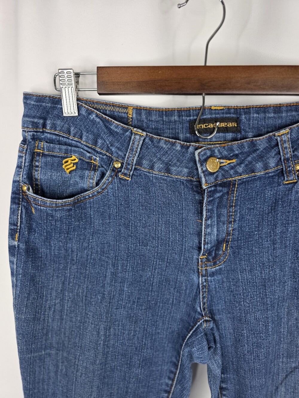 Rocawear Y2K Junior's Size 11 Bootcut Blue Denim Jeans R Logo Pockets Stretch - Picture 9 of 16